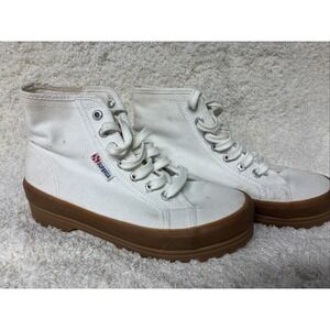Superga Women's High Top Sneakers White Canvas Size 6